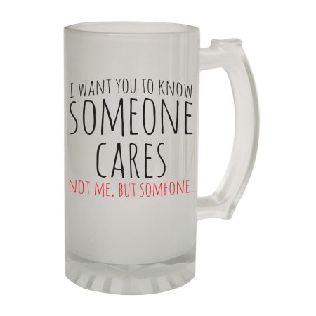 123t Frosted Glass Beer Stein - Know Someone Cares Joke - Funny Novelty Birthday