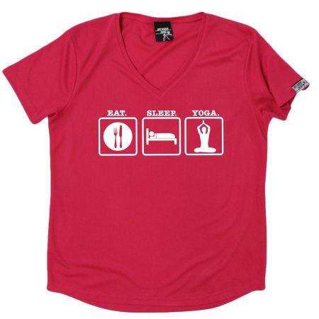 Women's Personal Best - Eat Sleep Yoga - Premium Dry Fit Breathable Sports V-Neck T-SHIRT - Running jogging fitness gym tee top t shirt fashion clothing accessories